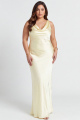 Plus Size Blush Pink Satin Mermaid Cowl Neck Maxi Bridesmaid Dress