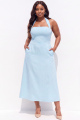 Halter Light Blue A Line Midi Plus Size Bridesmaid Dress