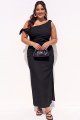 Black Plus Size Sheath One Shoulder Maxi Formal Dress with Slit