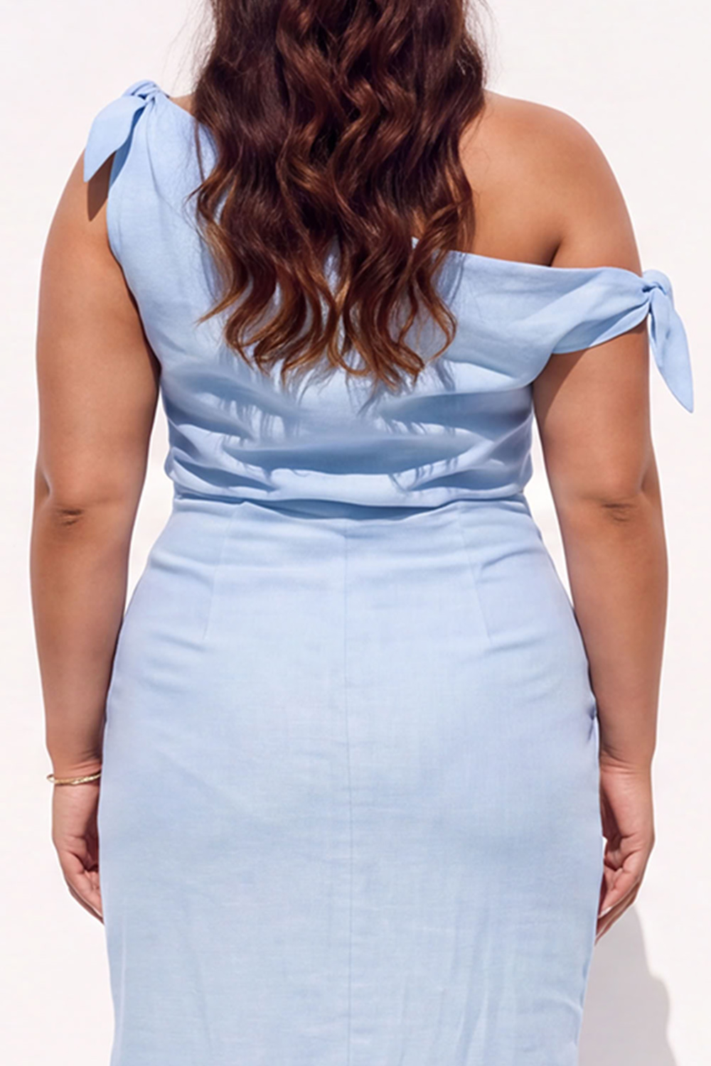 Beige Plus Size Sheath One Shoulder Maxi Formal Dress with Side Slit