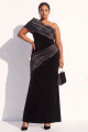 Plus Size Black Mermaid One Shoulder Velvet Formal Dress
