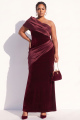 Plus Size Black Mermaid One Shoulder Velvet Formal Dress