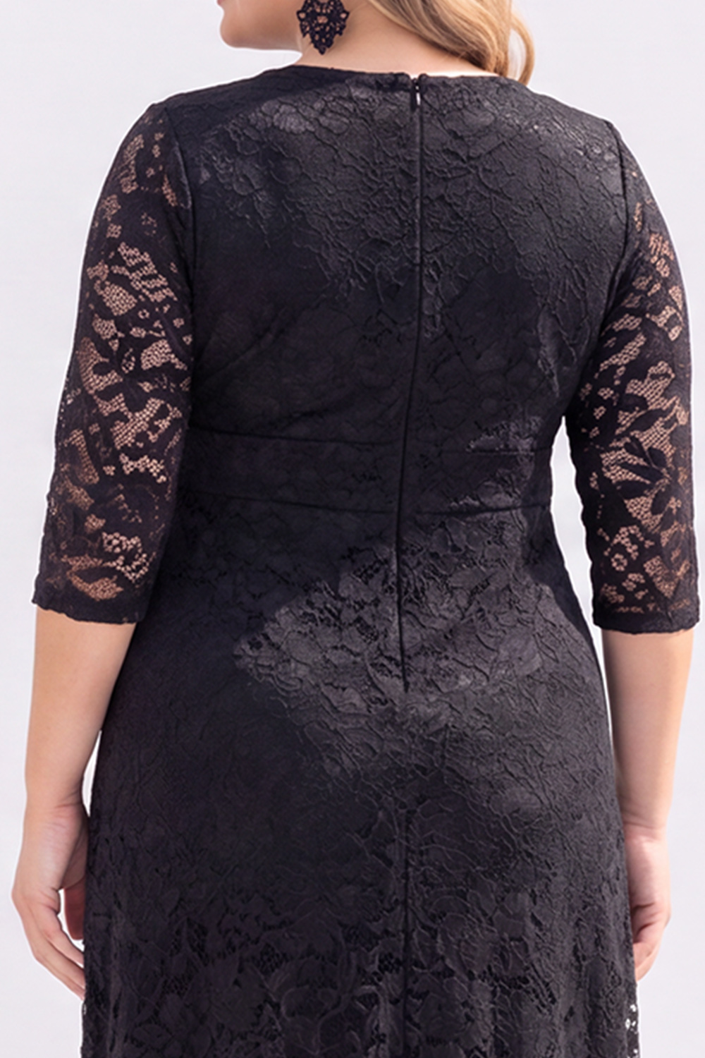 Plus Size Black Lace A Line Mother of the Bride Dress