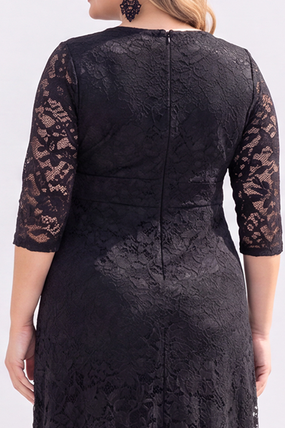 Plus Size Black Lace A Line Mother of the Bride Dress