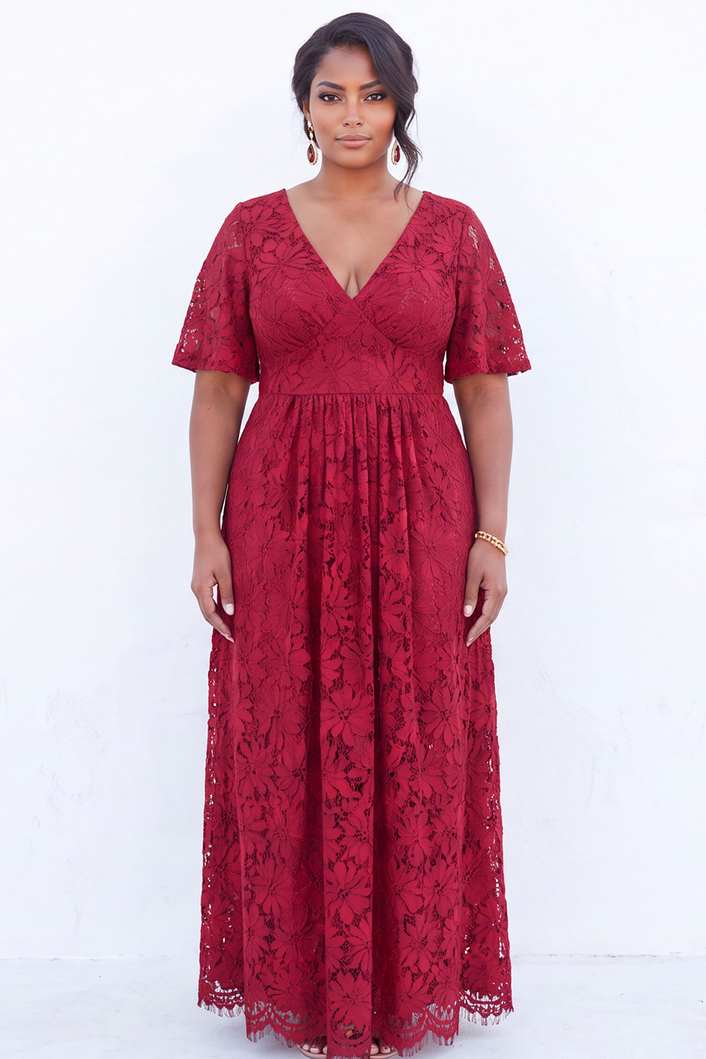 Blue Floral Lace A Line Mother of the Bride Dress