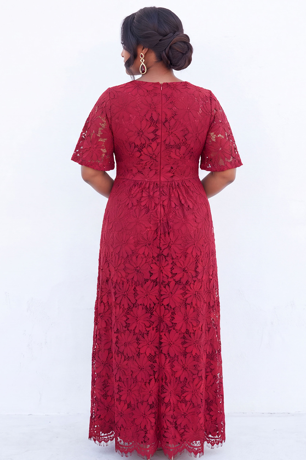 Blue Floral Lace A Line Mother of the Bride Dress