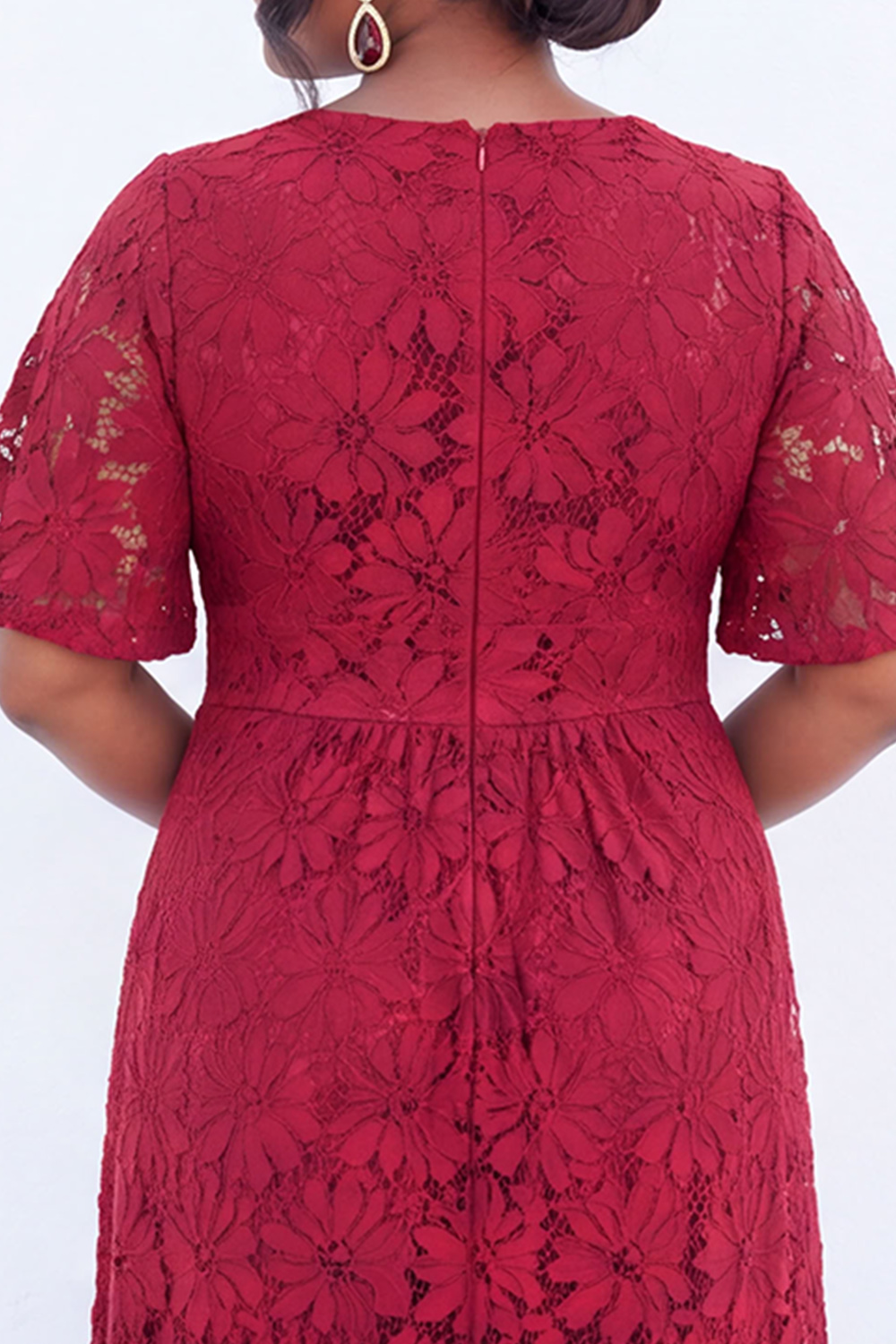 Blue Floral Lace A Line Mother of the Bride Dress