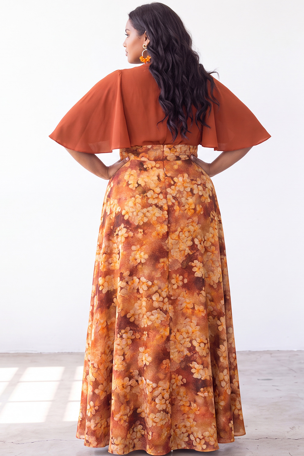 Plus Size Green Floral A Line Mother of the Bride Dress