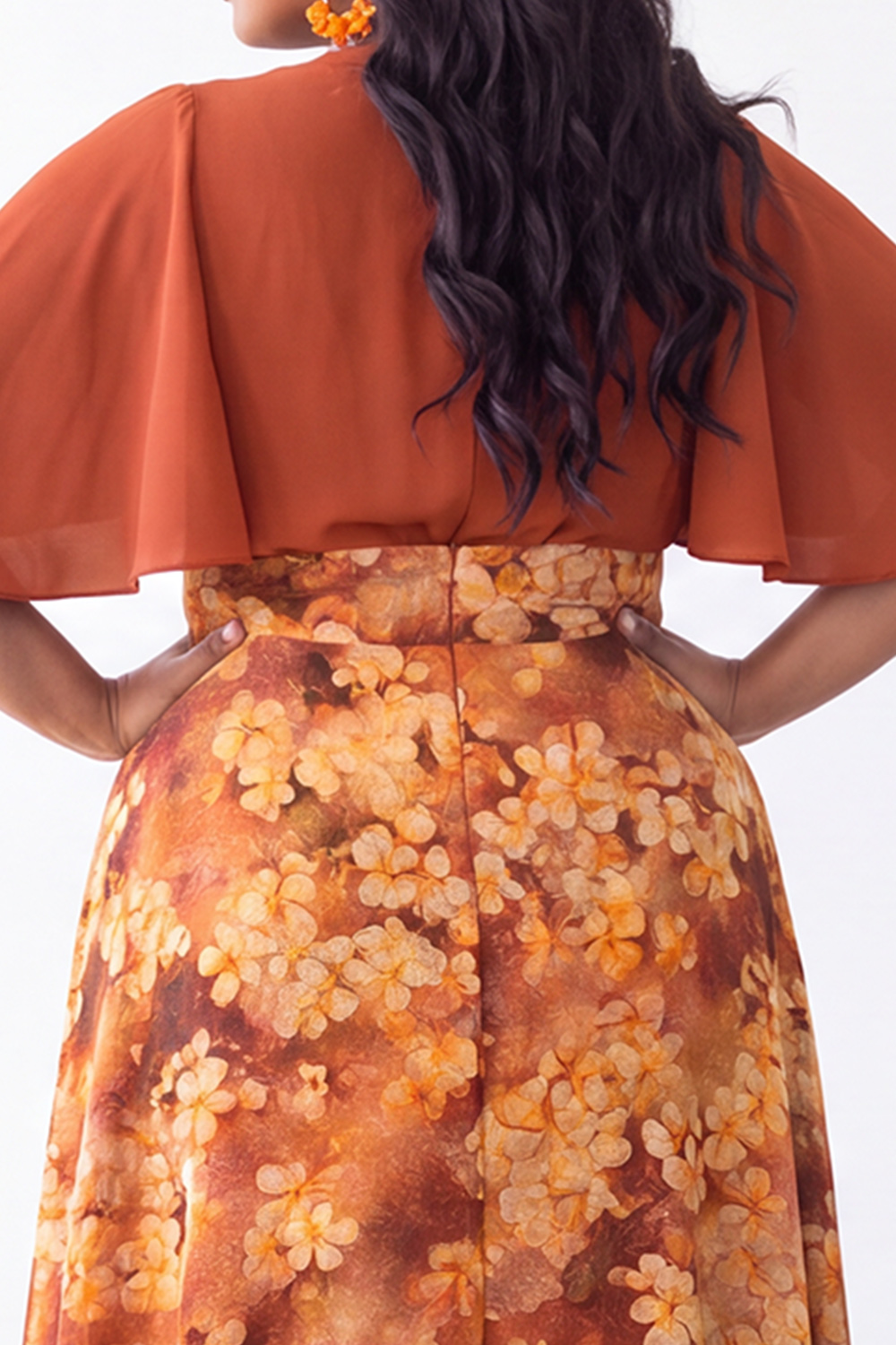 Plus Size Green Floral A Line Mother of the Bride Dress