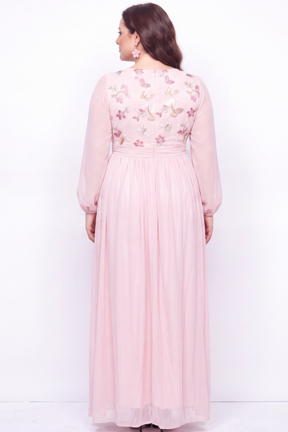 Plus Size Black Embroidered Floral A Line Mother of the Bride Dress