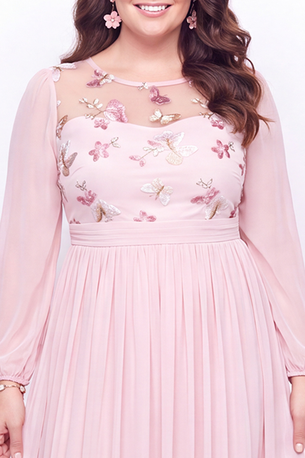 Plus Size Black Embroidered Floral A Line Mother of the Bride Dress