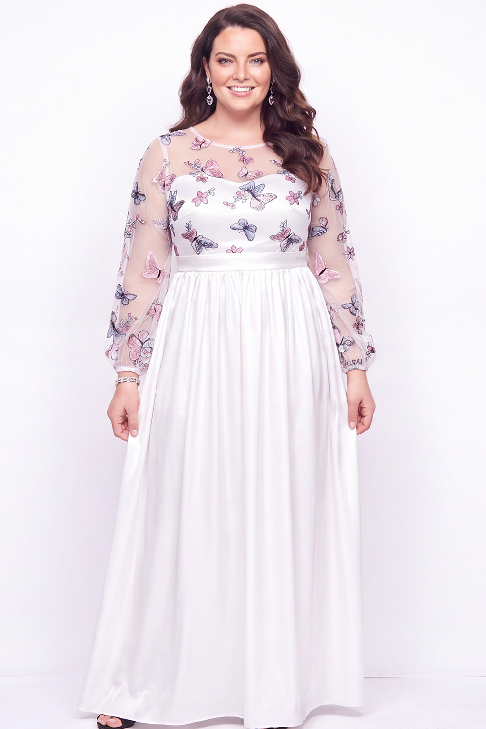 Plus Size Black Embroidered Floral A Line Mother of the Bride Dress