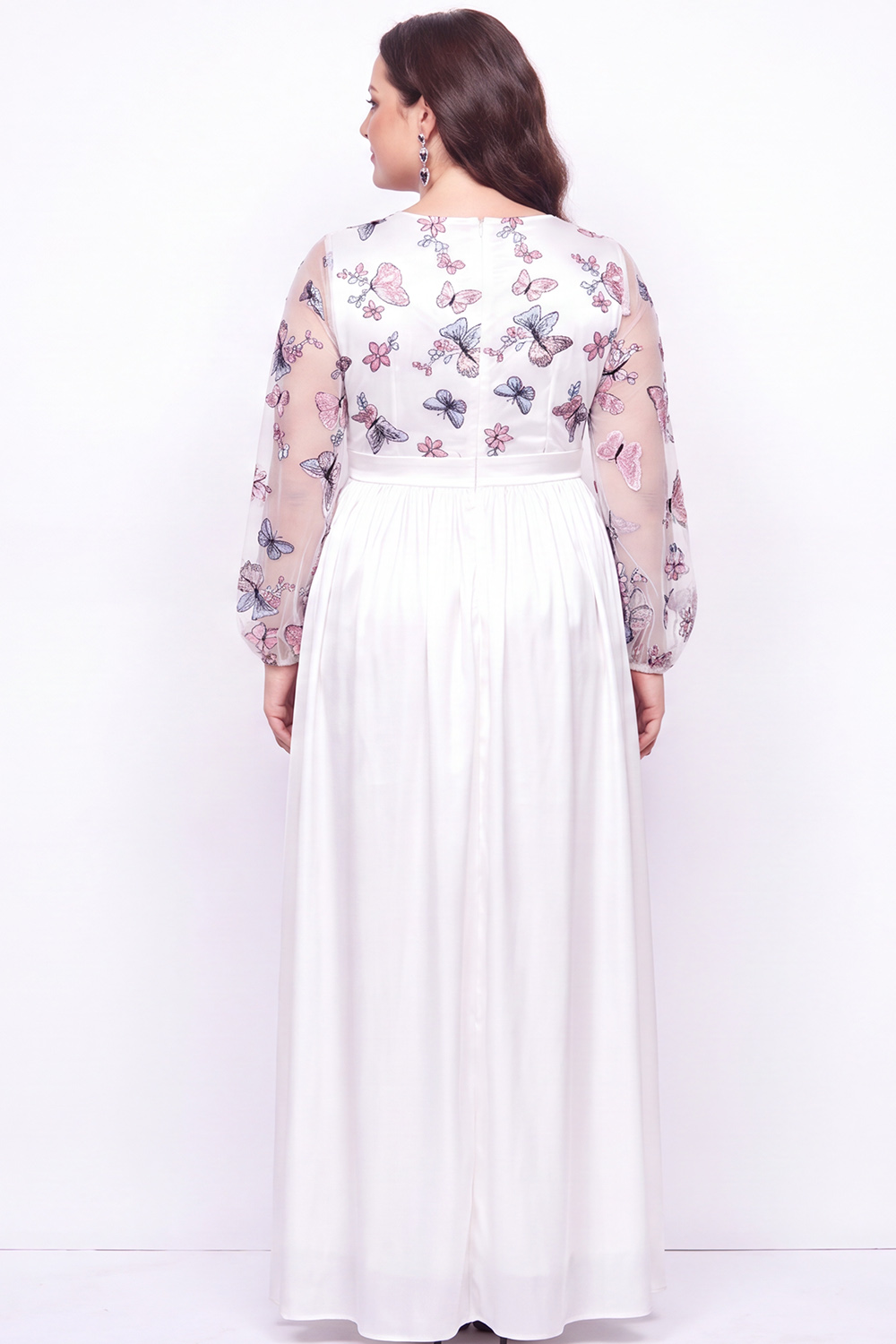 Plus Size Black Embroidered Floral A Line Mother of the Bride Dress