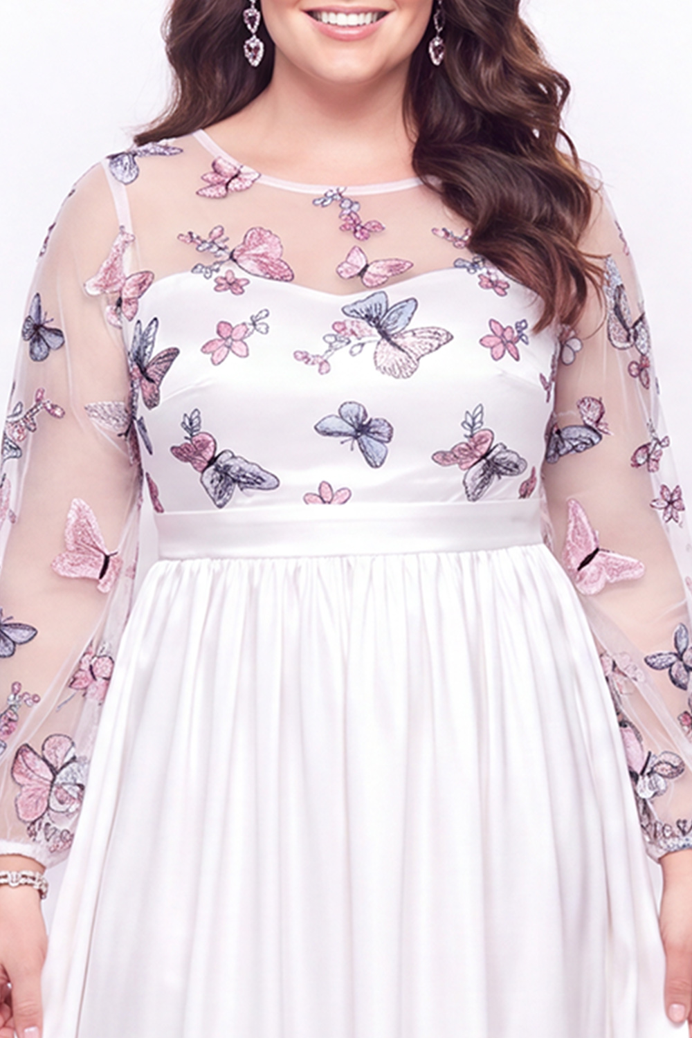 Plus Size Black Embroidered Floral A Line Mother of the Bride Dress
