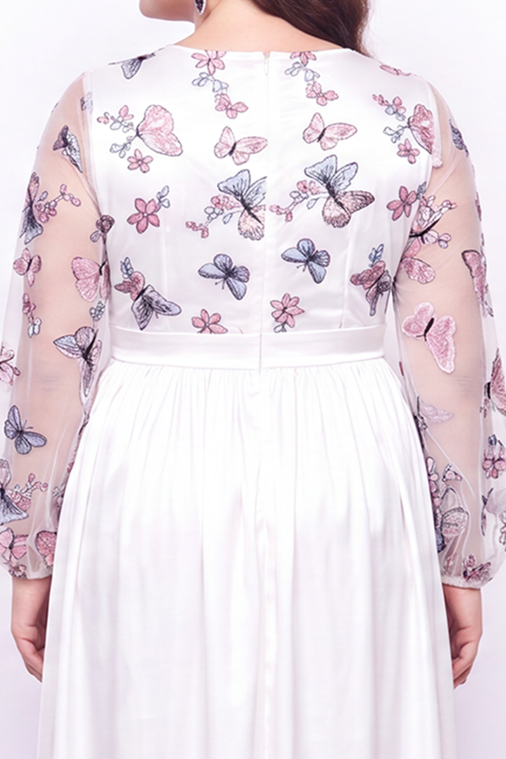 Plus Size Black Embroidered Floral A Line Mother of the Bride Dress