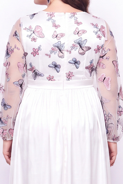 Plus Size Black Embroidered Floral A Line Mother of the Bride Dress