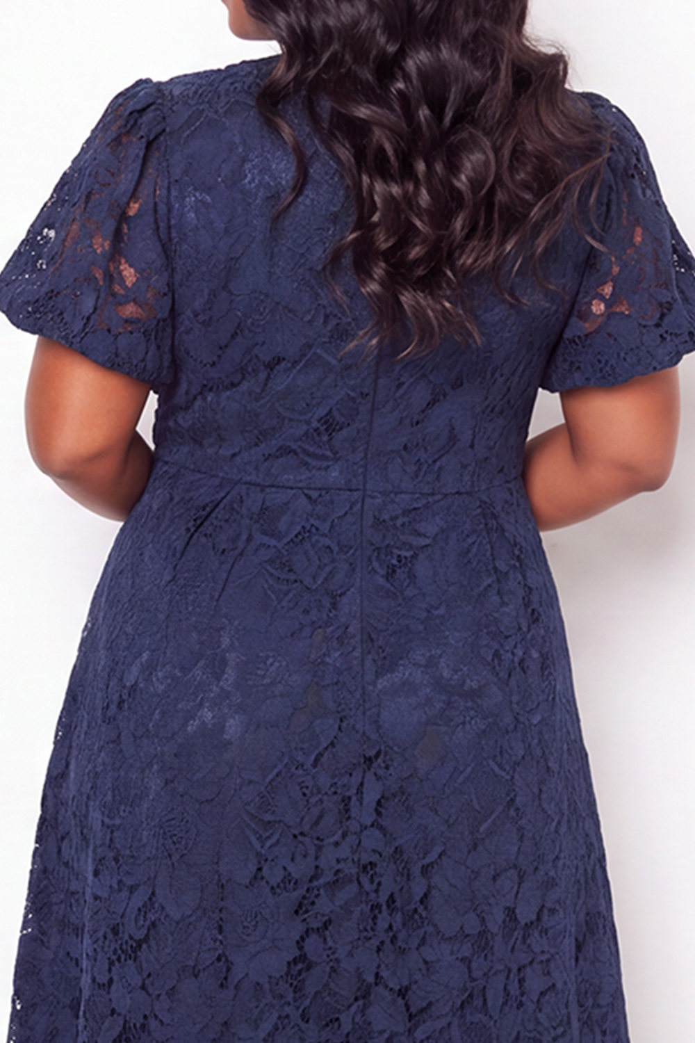 Plus Size Lace A Line Navy Mother of the Bride Dress