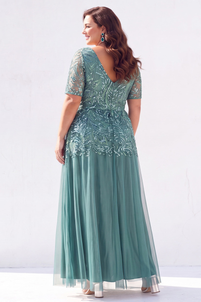 Golden Sequin A Line Maxi Plus Size Mother of the Bride Dress