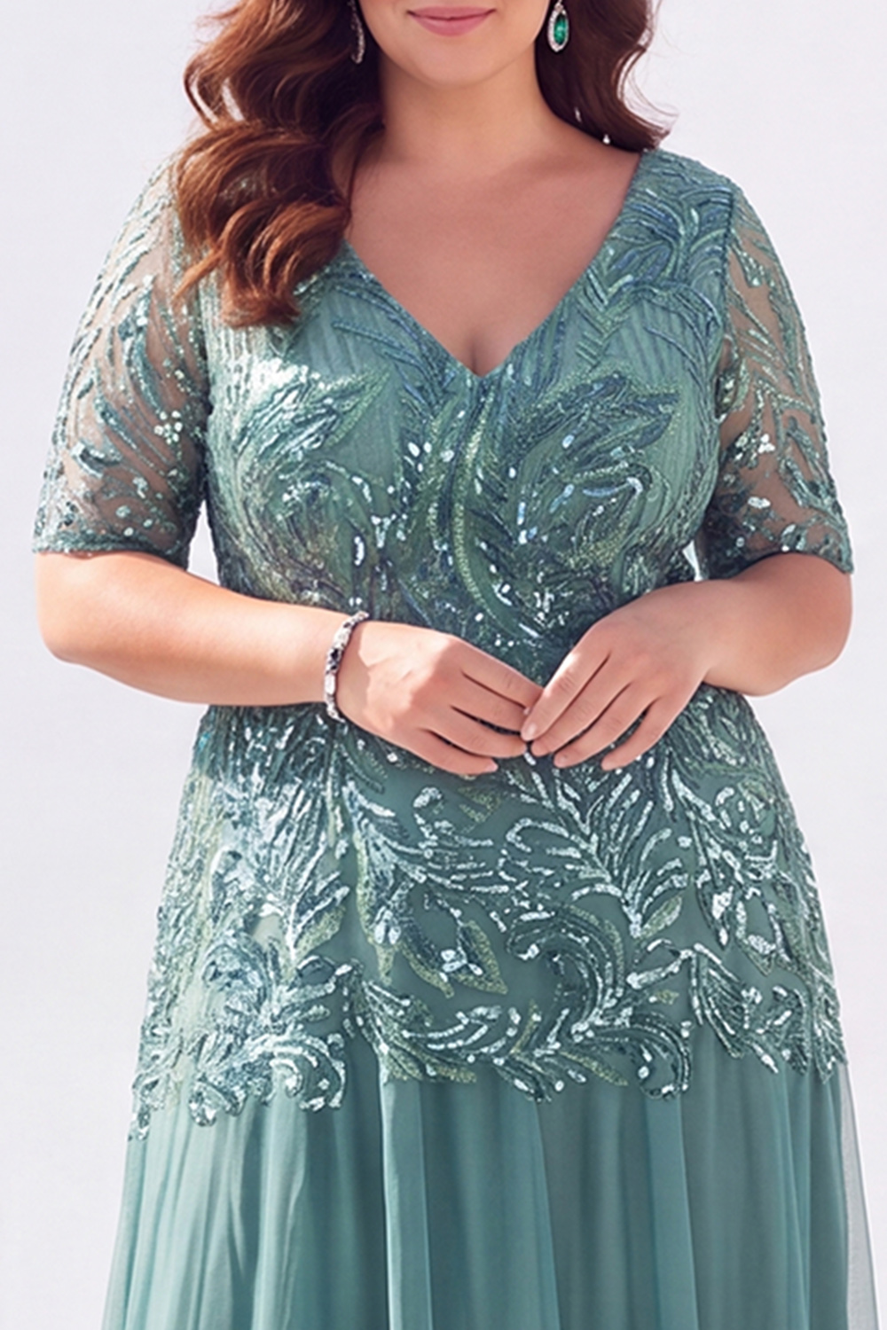 Golden Sequin A Line Maxi Plus Size Mother of the Bride Dress
