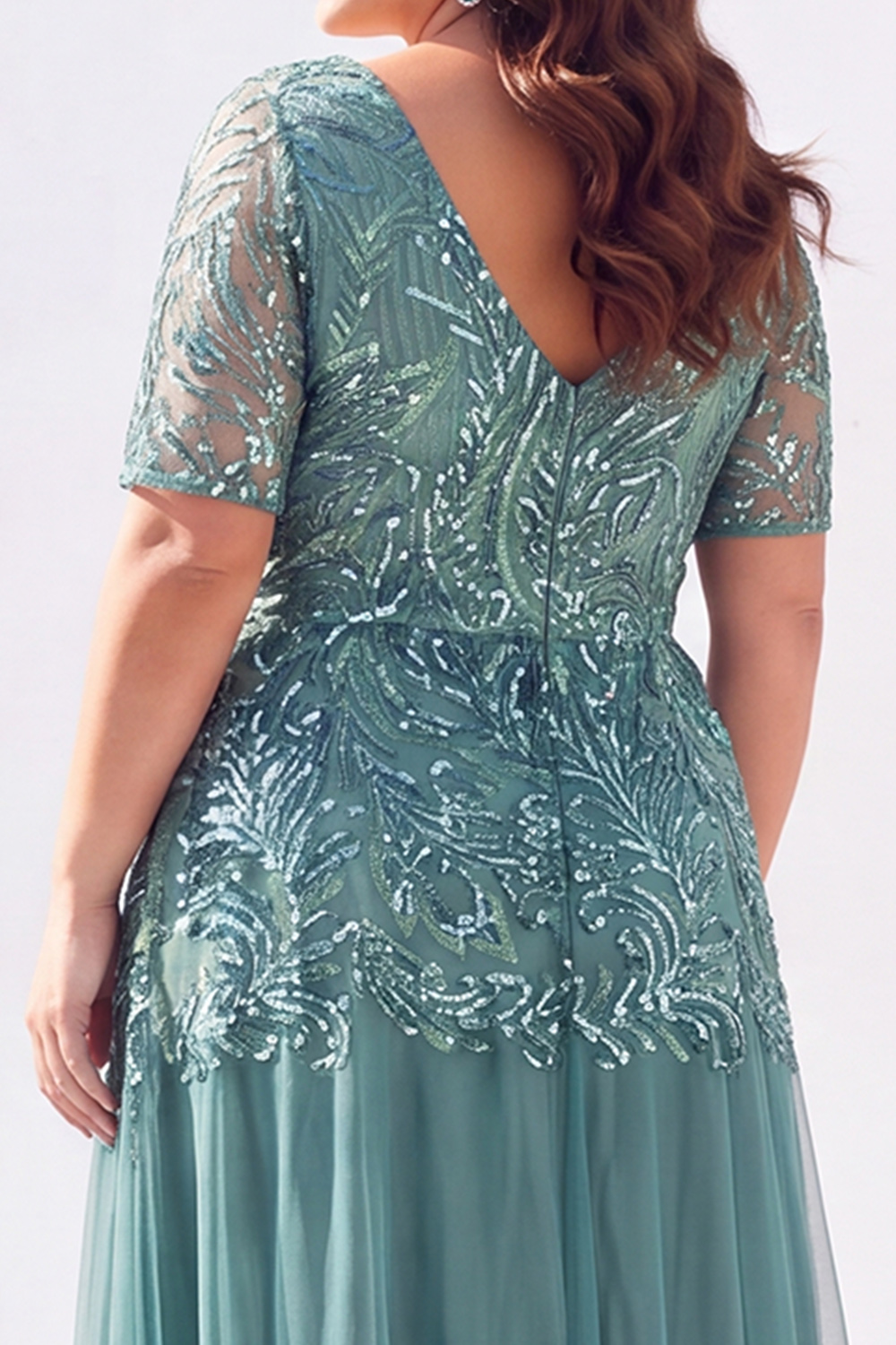 Golden Sequin A Line Maxi Plus Size Mother of the Bride Dress