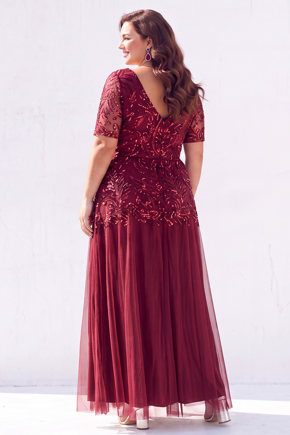 Golden Sequin A Line Maxi Plus Size Mother of the Bride Dress