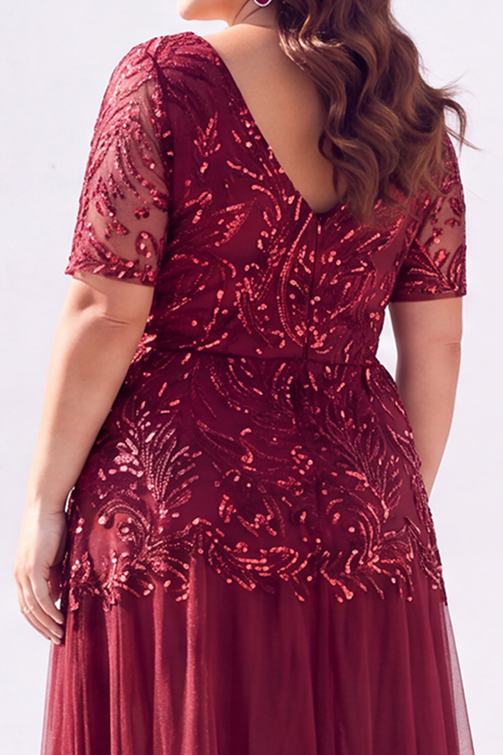 Golden Sequin A Line Maxi Plus Size Mother of the Bride Dress