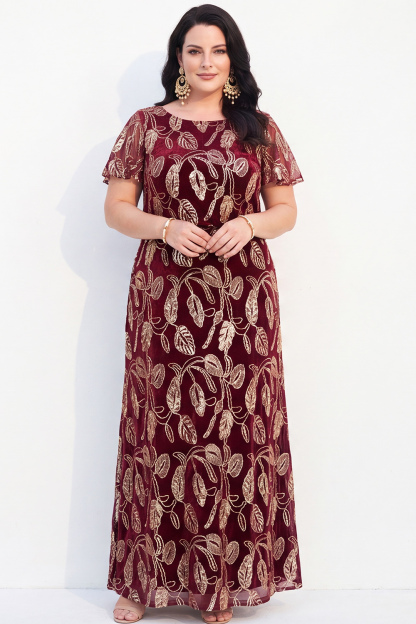 Navy Embroidered A Line Plus Size Mother of the Bride Dress