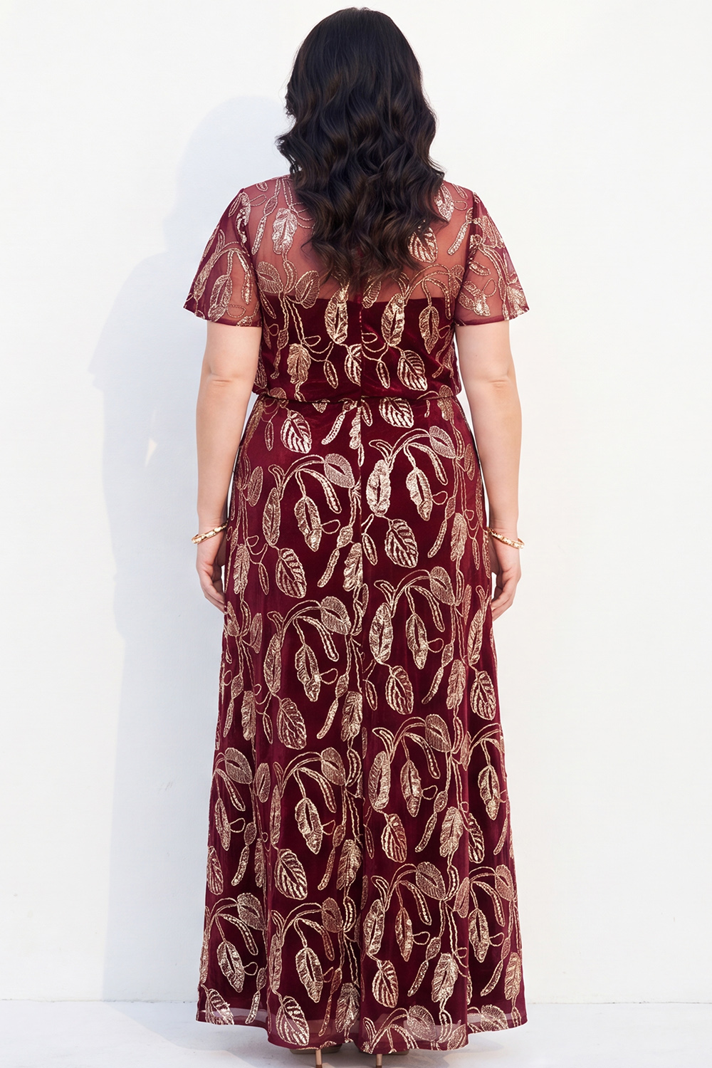 Navy Embroidered A Line Plus Size Mother of the Bride Dress
