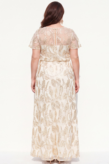 Navy Embroidered A Line Plus Size Mother of the Bride Dress