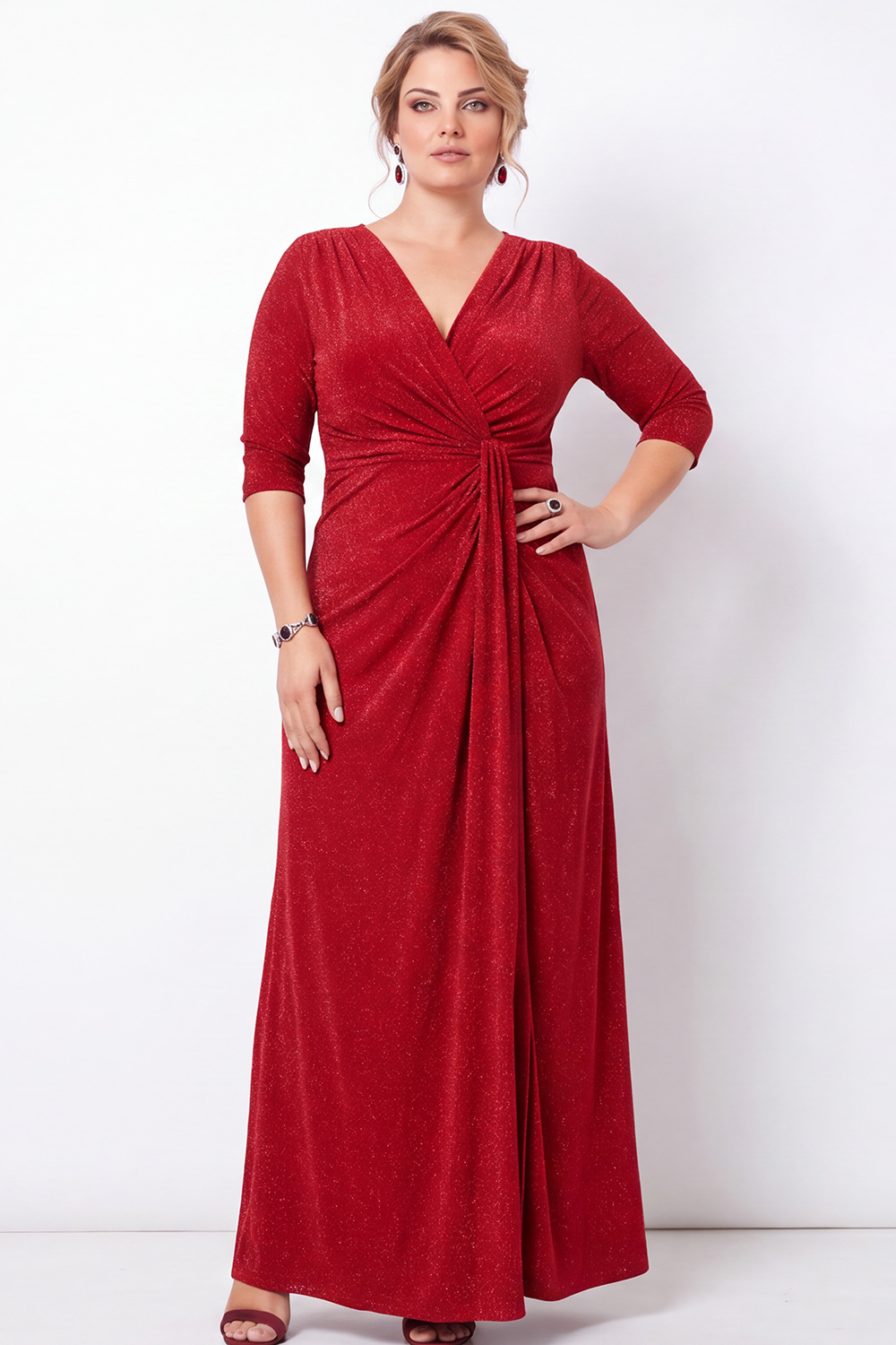 Glitter Peacock Blue A Line Plus Size Mother of the Bride Dress