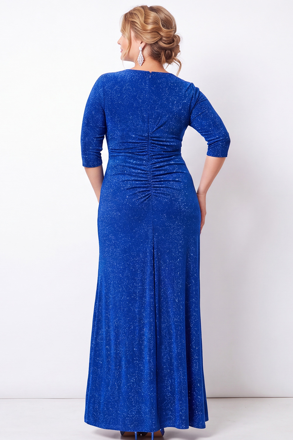 Glitter Peacock Blue A Line Plus Size Mother of the Bride Dress