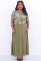 Green Sequin Beaded Chiffon Plus Size Mother of the Bride Dress