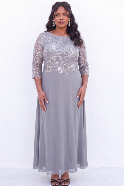 Black Sequin A Line Floral Plus Size Mother of the Bride Dress