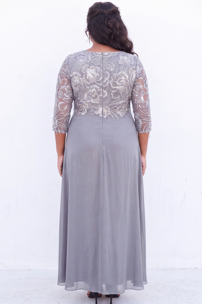 Black Sequin A Line Floral Plus Size Mother of the Bride Dress