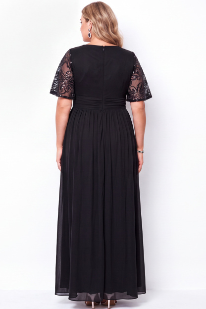 Plus Size A Line Black Sequin Mother of the Bride Dress