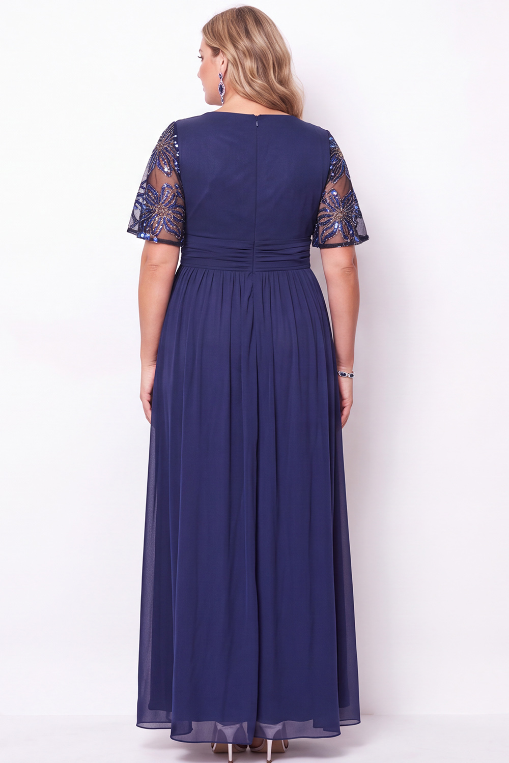 Plus Size A Line Black Sequin Mother of the Bride Dress
