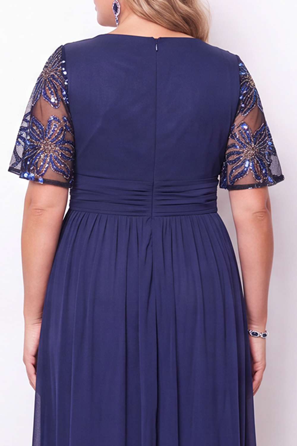 Plus Size A Line Black Sequin Mother of the Bride Dress