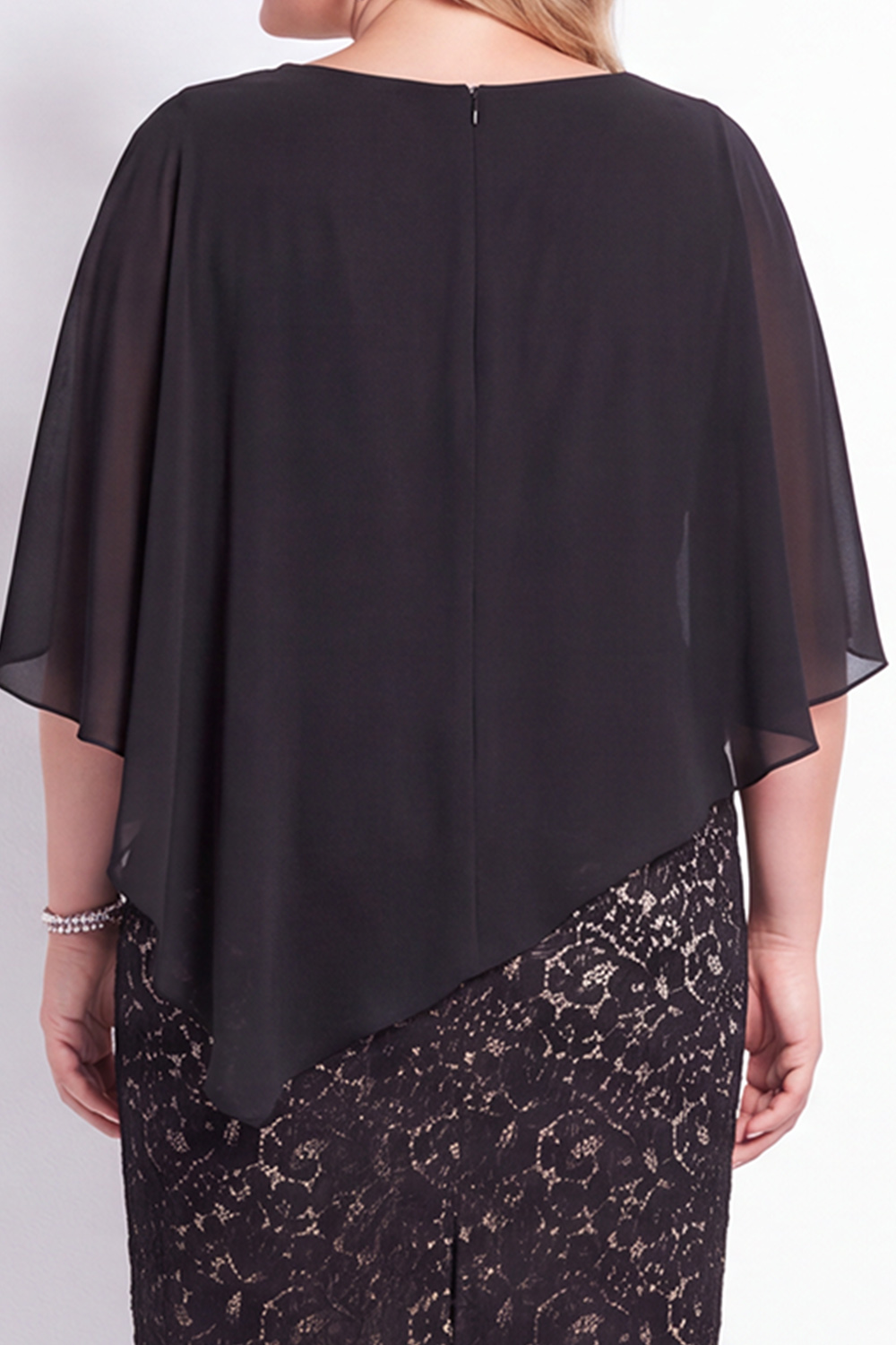 Plus Size Sheath Black Floral Lace Mother of the Bride Dress