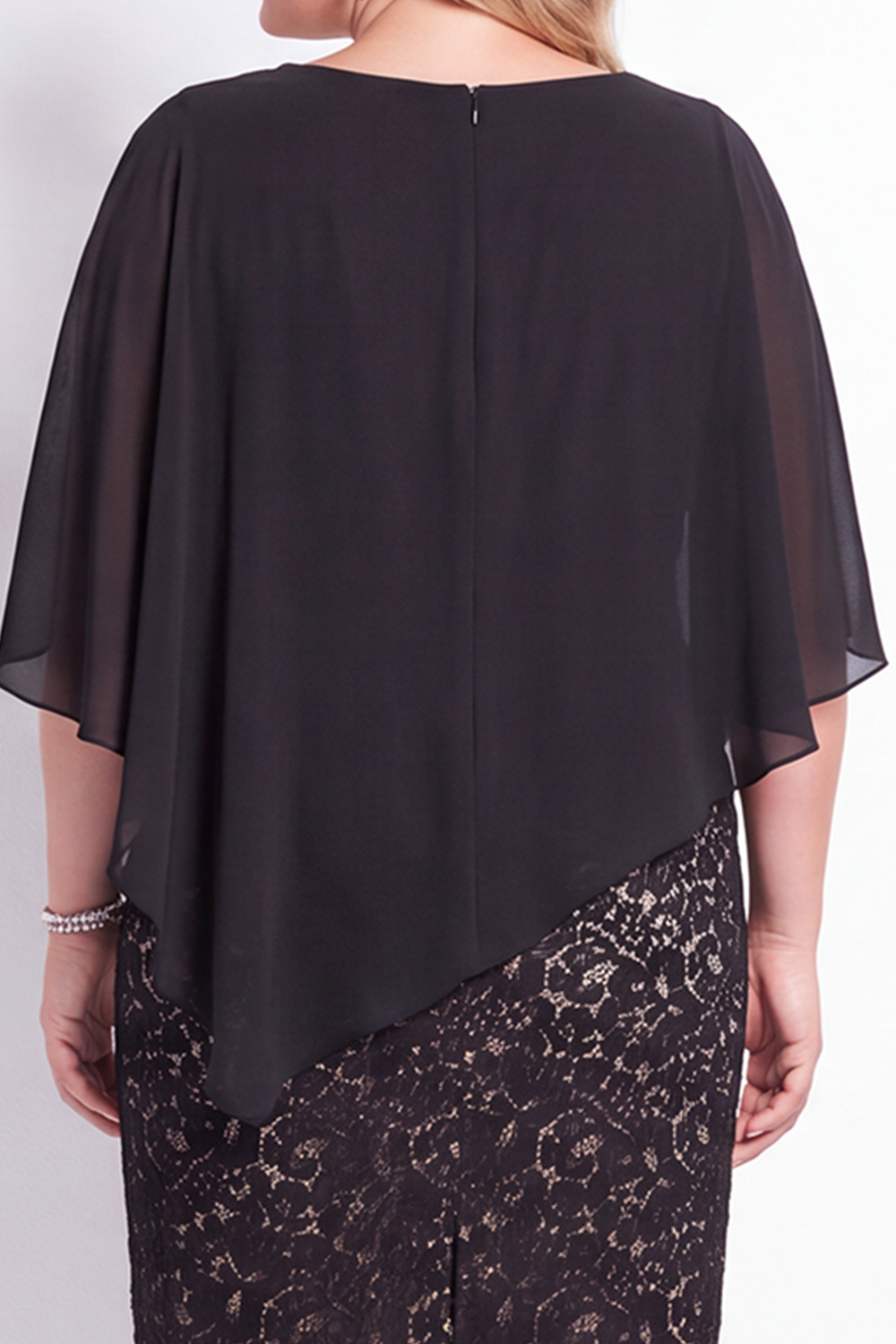 Plus Size Sheath Black Floral Lace Mother of the Bride Dress