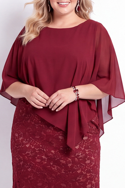 Plus Size Sheath Black Floral Lace Mother of the Bride Dress