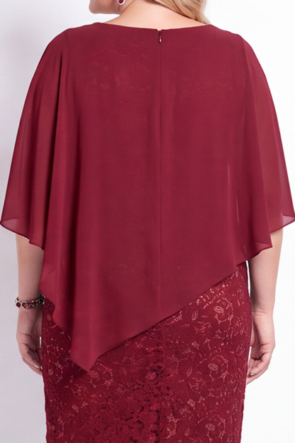 Plus Size Sheath Black Floral Lace Mother of the Bride Dress