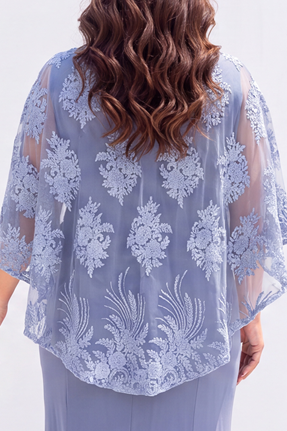 Dusty Blue Mermaid Floral Plus Size Maxi Dress