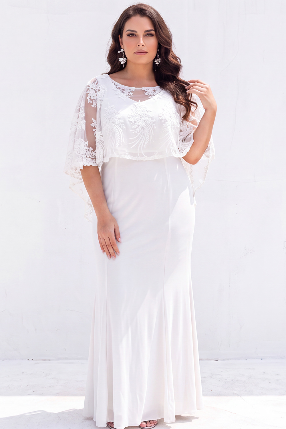 Dusty Blue Mermaid Floral Plus Size Maxi Dress