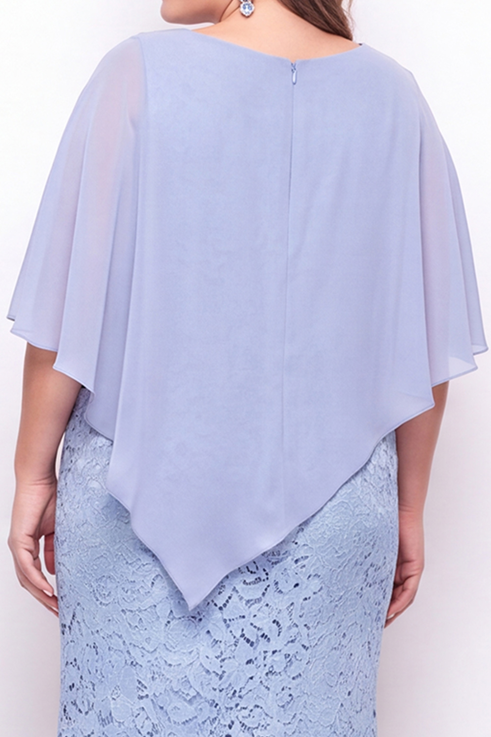 Plus Size Lace Dusty Blue Mermaid Long Mother of the Bride Dress