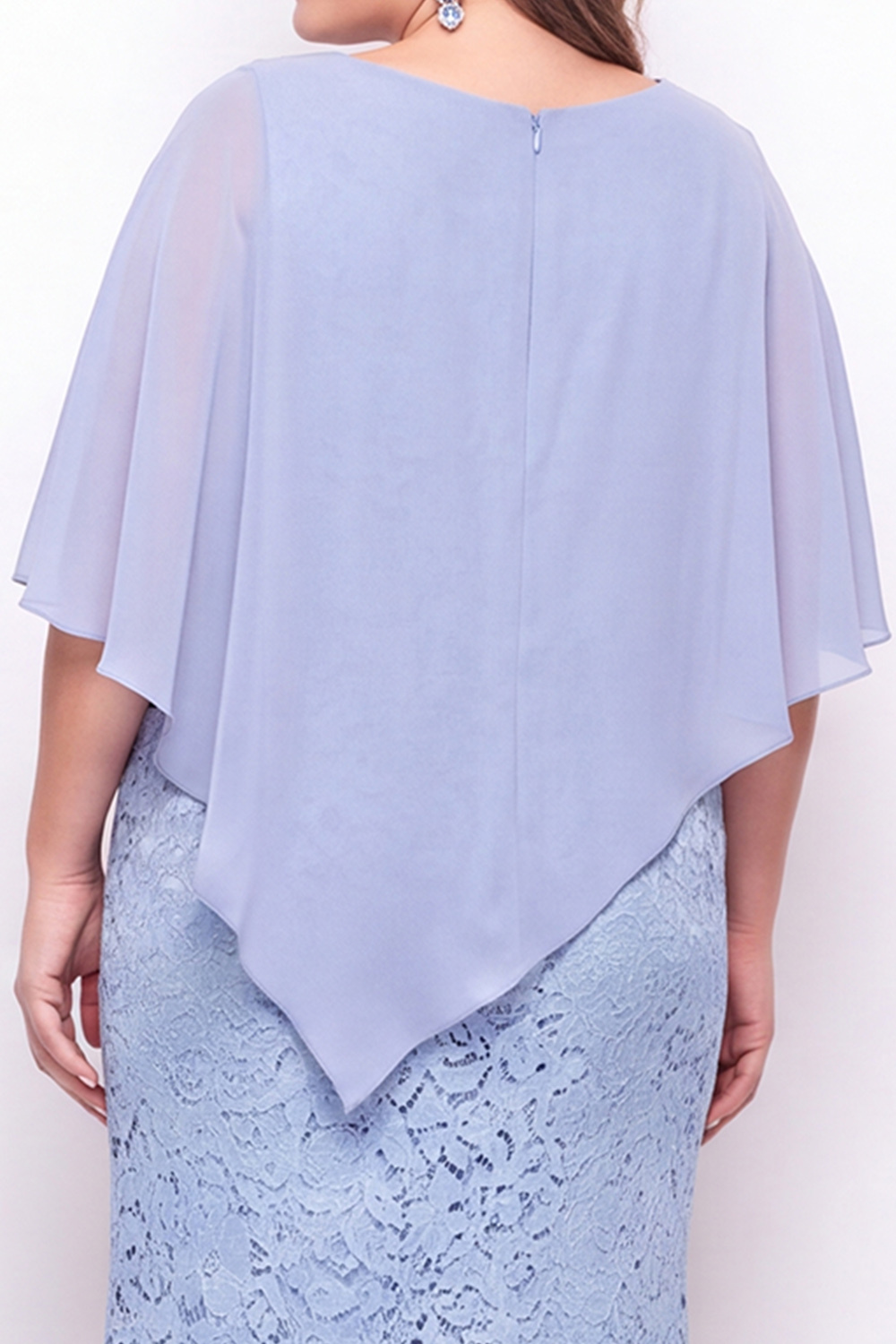 Plus Size Lace Dusty Blue Mermaid Long Mother of the Bride Dress
