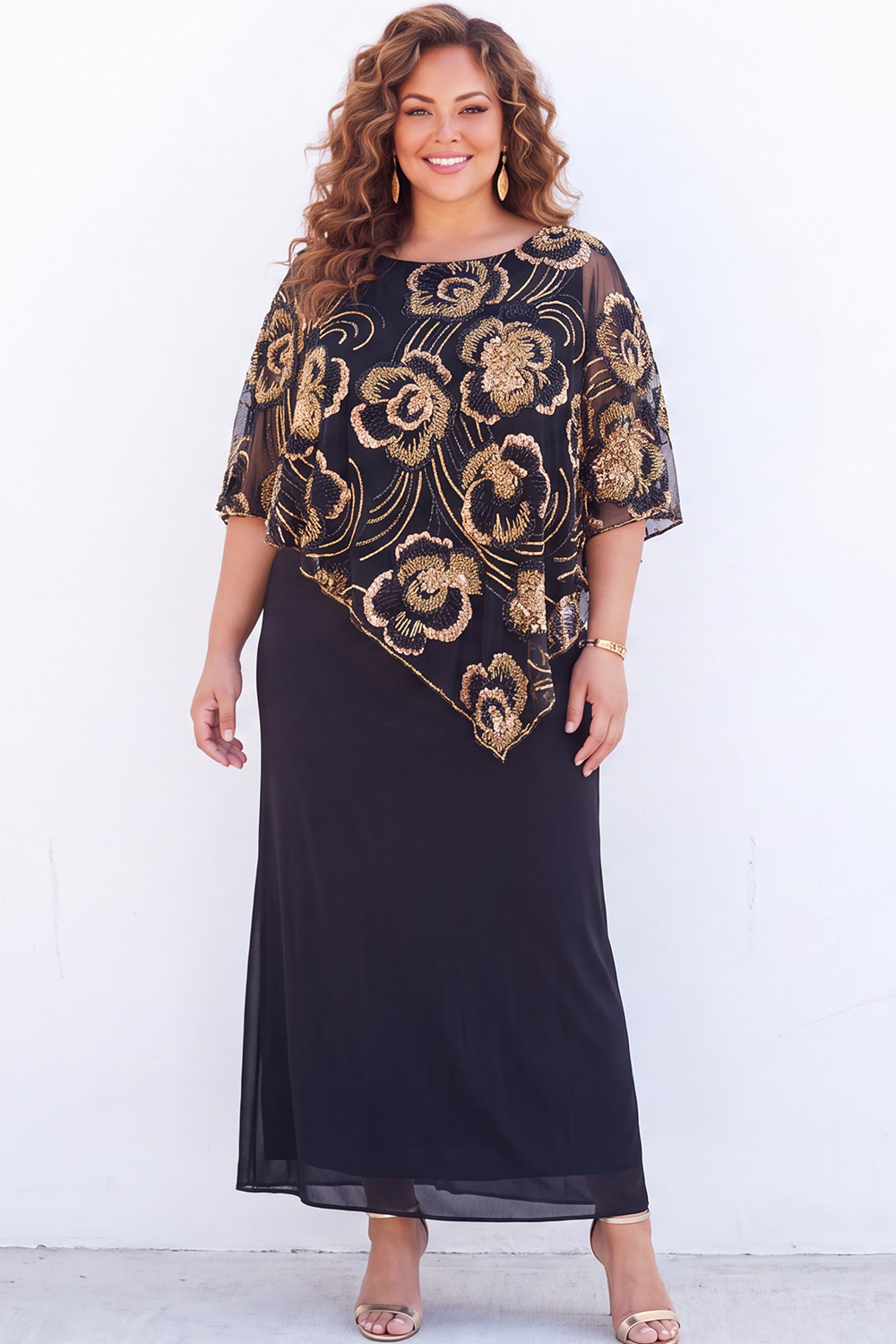 Purple Floral Mermaid Plus Size Mother of the Bride Dress