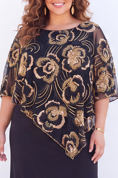 Purple Floral Mermaid Plus Size Mother of the Bride Dress