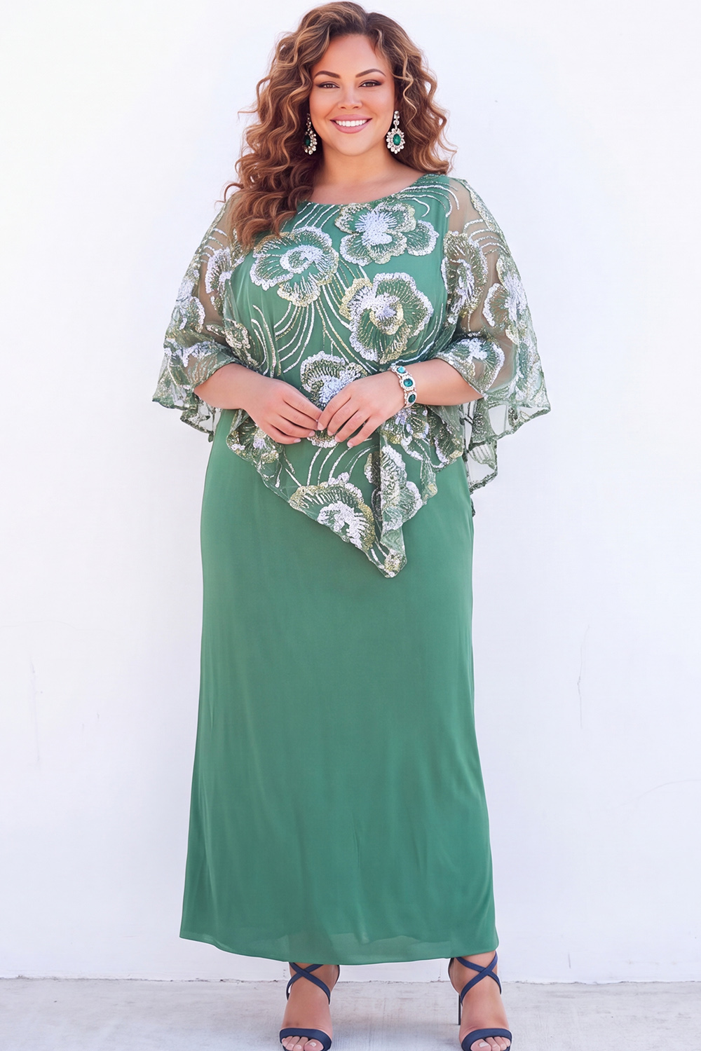 Purple Floral Mermaid Plus Size Mother of the Bride Dress