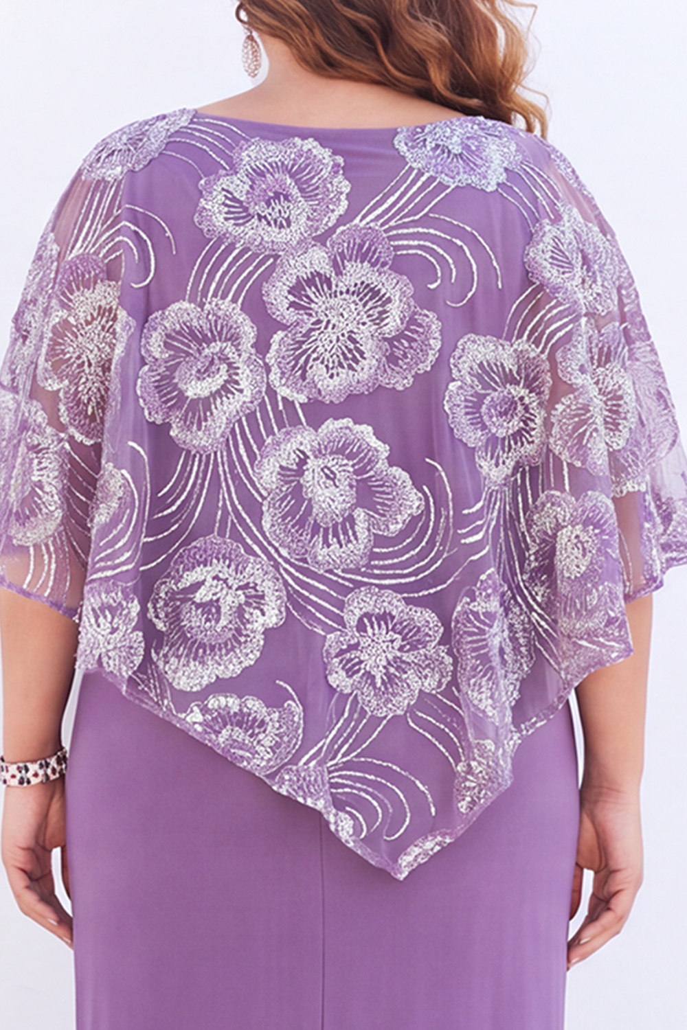 Purple Floral Mermaid Plus Size Mother of the Bride Dress