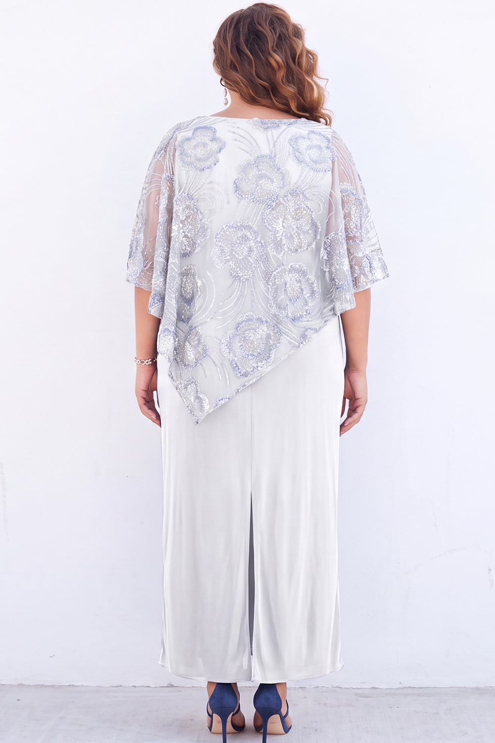 Purple Floral Mermaid Plus Size Mother of the Bride Dress